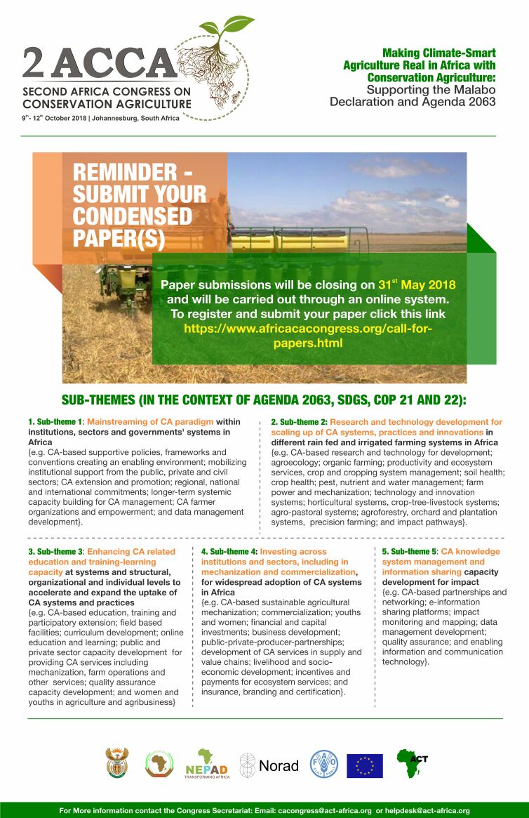 2ACCA CALL FOR PAPERS DEADLINE EXTENSION : 31st May 2018